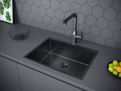 Paulmark NEXT 58 UNI, мойка, вороненная сталь Детальное фото товара: Paulmark NEXT 58 UNI, мойка, вороненная сталь