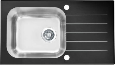 Детальное фото товара: ALVEUS VITRO 20 RAL9005-90, мойка, нерж. сталь/стекло, черный (с сифоном клапан-автомат 1058656)