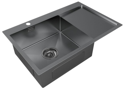 Детальное фото товара: Paulmark KRONER 78F, мойка, нержавеющая сталь, вороненая сталь