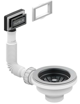 ALVEUS выпуск для мойки 114 ANTHRACITE new c рамкой и заглушкой (гофра)