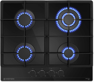 Фото товара: MEFERI MGH604BK GLASS POWER газовая поверхность