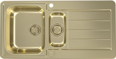 ALVEUS LINE MONARCH 10 GOLD, мойка, нерж.сталь, золотой (в компл. с выпуском без сифона)