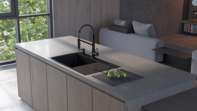 Детальное фото товара: Omoikiri Akisame 86-GB-R Side , мойка, нержавеющая сталь/графит, чаша справа