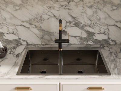 Детальное фото товара: Rivelato RINOX 8050 В2 PVD black, мойка, нержавеющая сталь, черный