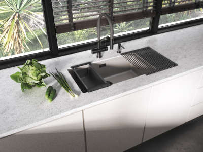 Детальное фото товара: Omoikiri OM-09 sensor GM, дозатор для моющего средства, вороненая сталь