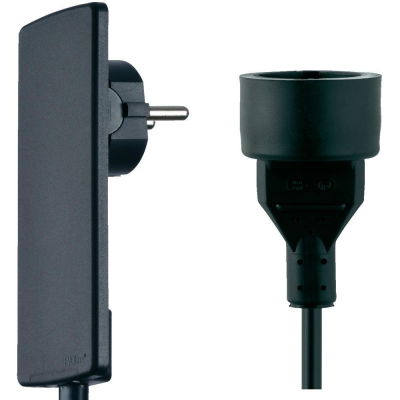 Детальное фото товара: EVOLINE Plug, удлинитель с плоской вилкой с кабелем 1,5 м, черный