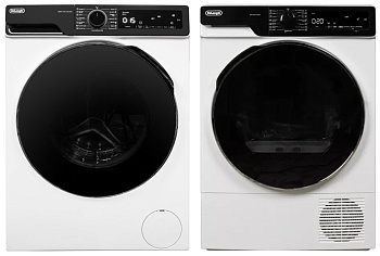 Фото товара: DeLonghi стирка DWM 1145 VI ALICIA + сушка DTD 8105 Н FABIO + соед.эл с полкой RS
