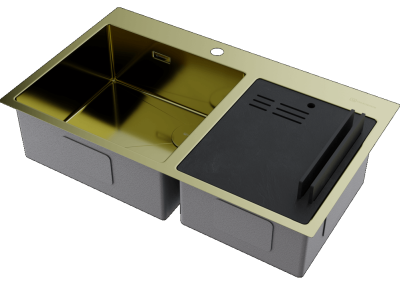 Детальное фото товара: Omoikiri Akisame 86-2 Side-LG, мойка, нержавеющая сталь/светлое золото