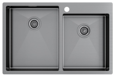 Детальное фото товара: Paulmark KRONER 78/2S, мойка, нержавеющая сталь, вороненая сталь