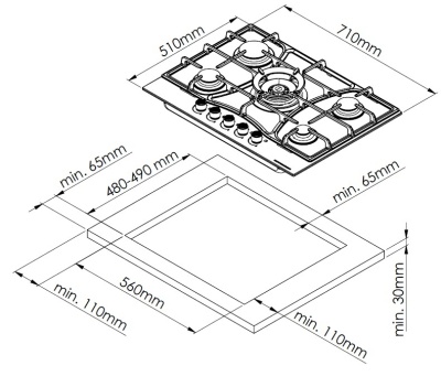 Детальное фото товара: Kuppersberg FS 73 Ant газовая поверхность