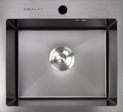 AMALET 4848-N-BL, мойка, нержавеющая сталь, графит