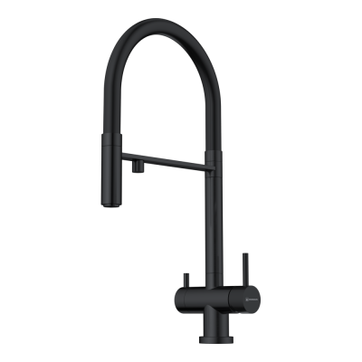 Детальное фото товара: Omoikiri Kanto GB, смеситель, графит/черный гибкий шланг