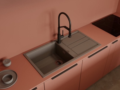 Детальное фото товара: Omoikiri Kitagawa 100-GR, мойка, керамика, leningrad grey