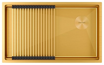 Фото товара: Paulmark NEXT-PRO 74 UNI, мойка, нержавеющая сталь, брашированное золото
