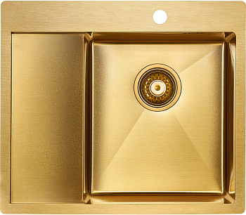 Фото товара: Paulmark KRONER 59F, мойка, нержавеющая сталь, брашированное золото, правая