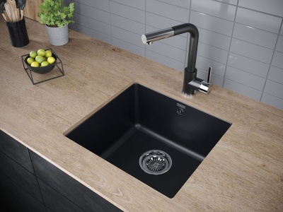 Paulmark GERA 50, мойка, гранит, черный металлик Детальное фото товара: Paulmark GERA 50, мойка, гранит, черный металлик