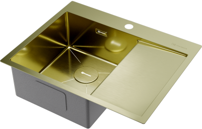 Детальное фото товара: Omoikiri Akisame 65-LG-L, мойка, нержавеющая сталь/светлое золото, чаша слева
