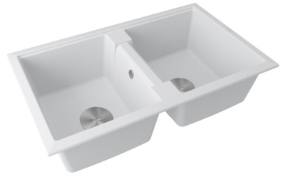 Paulmark TANDEM 80/2, мойка, гранит, белый Детальное фото товара: Paulmark TANDEM 80/2, мойка, гранит, белый