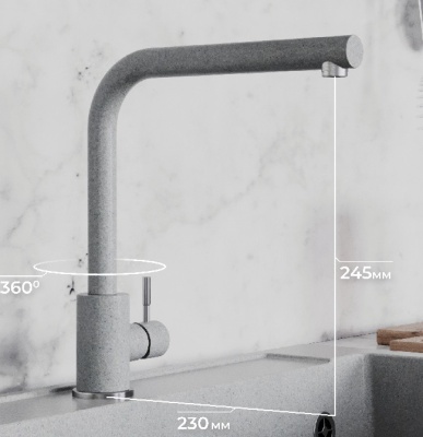 Детальное фото товара: Polygran Спика, смеситель, серый №14