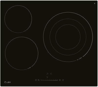 Детальное фото товара: LEX EVH 631A BL стеклокерамическая поверхность