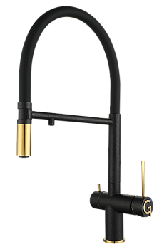 Фото товара: Rivelato ADRIA 1523517 antracite/oro, смеситель, гранит, антрацит/золото