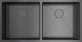 Фото товара: Omoikiri Taki 86-2-U/IF GM, мойка, нержавеющая сталь/вороненая сталь 