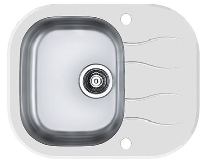 ALVEUS WAVE 10, мойка, нержавеющая сталь/стекло, белый (в компл.с сиф. 1127251)