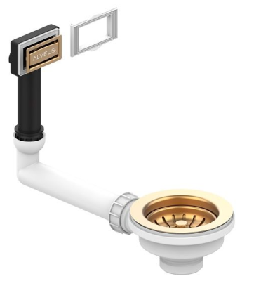 ALVEUS выпуск для мойки 114 BRONZE new c рамкой и заглушкой (жесткий отвод)