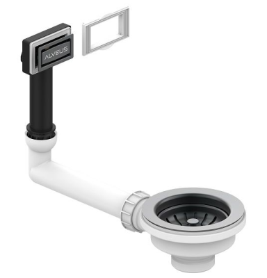 ALVEUS выпуск для мойки 114 ANTHRACITE new c рамкой и заглушкой (жесткий отвод)
