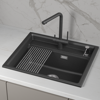 GRANULA 6003i мойка, гранит, черный Детальное фото товара: GRANULA 6003i мойка, гранит, черный