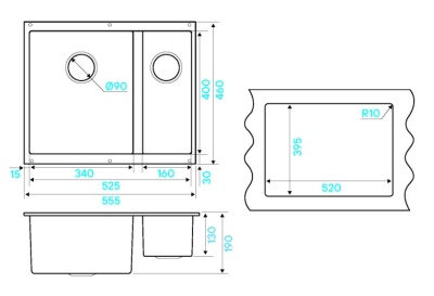 Детальное фото товара: KUCHENSTERN UNDER 60-2, мойка, гранит, ваниль