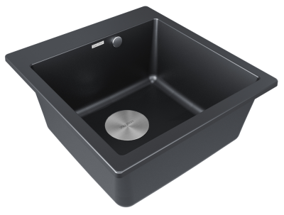 Paulmark KANTE 50, мойка, гранит, черный металлик Детальное фото товара: Paulmark KANTE 50, мойка, гранит, черный металлик