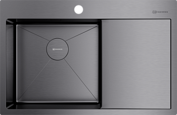 Фото товара: Omoikiri Akisame 78-GM-L, мойка, нержавеющая сталь/вороненая сталь, чаша слева