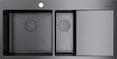 Детальное фото товара: Omoikiri Akisame 100-2-GM-L, мойка, нержавеющая сталь/вороненая сталь, чаша слева
