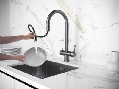 Детальное фото товара: KUCHENSTERN UBER-FS, смеситель, нержавеющая сталь