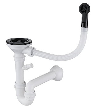 Фото товара: GranFest Сифон одинарный 3 1/2" с круглым переливом, черный