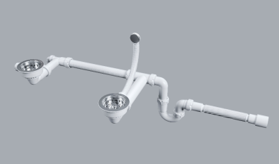 Paulmark PM1023-CR, сифон телескопический двойной с круглым переливом, хром