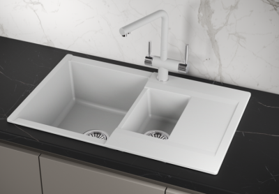 GRANULA ES-7808 мойка, гранит, арктик Детальное фото товара: GRANULA ES-7808 мойка, гранит, арктик