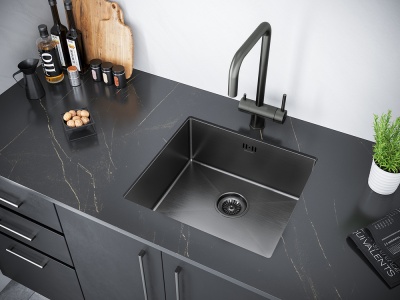 Детальное фото товара: Paulmark GERBERG 48 UNI, мойка, нержавеющая сталь, вороненая сталь