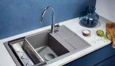 Omoikiri Sakaime 79-ES, мойка, гранит, espresso Детальное фото товара: Omoikiri Sakaime 79-ES, мойка, гранит, espresso