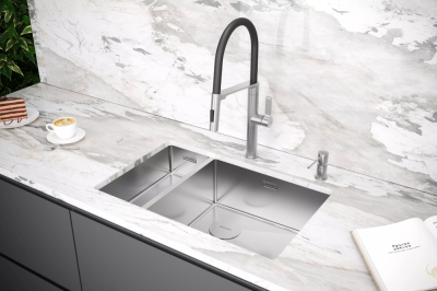 Paulmark NEXT 69/2S UNI, мойка, нержавеющая сталь брашированная Детальное фото товара: Paulmark NEXT 69/2S UNI, мойка, нержавеющая сталь брашированная