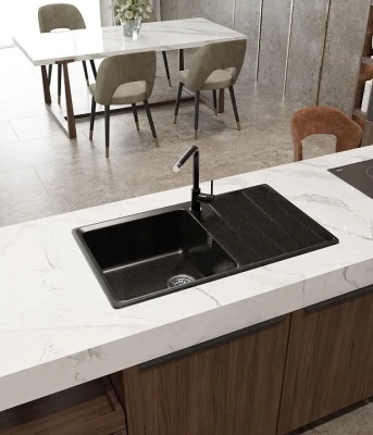 Детальное фото товара: GranFest LEVEL GF-LV-860L, мойка, мрамор, черный