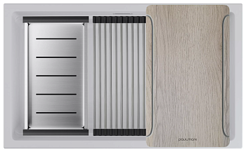 Фото товара: Paulmark LUMI-MULTI SINK 74 UNI, мойка, гранит, серый металлик