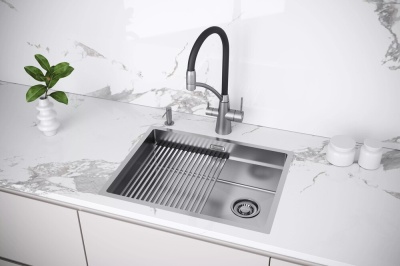 Paulmark NEXT-PRO 58 UNI, мойка, нержавеющая сталь брашированная Детальное фото товара: Paulmark NEXT-PRO 58 UNI, мойка, нержавеющая сталь брашированная