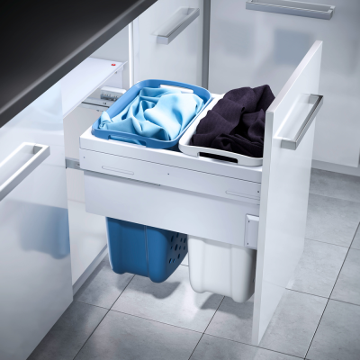 Детальное фото товара: Hailo Laundry Carrier система хранения белья 50, 2х33л белая рама