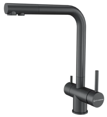 Фото товара: KUCHENSTERN FOKUS-F, смеситель, нержавеющая сталь, вороненая сталь