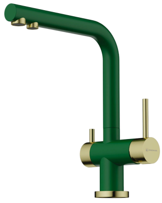 Детальное фото товара: Omoikiri Nagano-RG-LG, смеситель, royal green/светлое золото