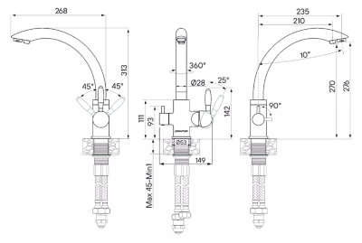 Paulmark ESSEN, смеситель, белый матовый Детальное фото товара: Paulmark ESSEN, смеситель, белый матовый
