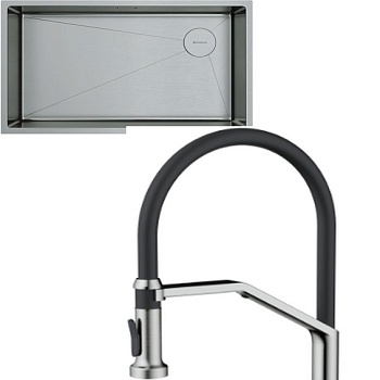 Фото товара: Omoikiri Taki 74-U/IF-IN SIDE + Makkari 2 Plus-SB-BN-BL нержавеющая сталь