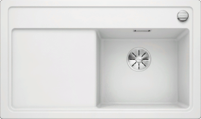 Blanco Zenar 45S, мойка, гранит, белый, с клапаном-автоматом, чаша справа Blanco Zenar 45S, мойка, гранит, белый, с клапаном-автоматом, чаша справа